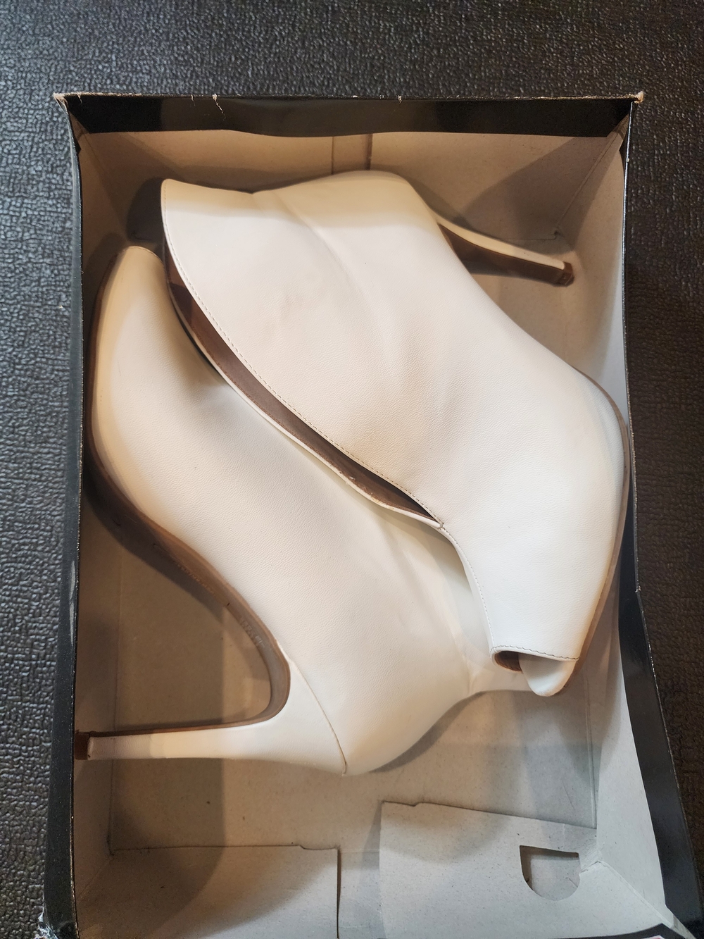 Christian Siriano White Peep-Toe Stiletto Ankle Boots